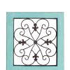 Traditional Mango Wood Framed Wall Panel with Metal Scroll Work Details, Green and Brown *Free Shipping*
