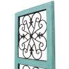 Traditional Mango Wood Framed Wall Panel with Metal Scroll Work Details, Green and Brown *Free Shipping*