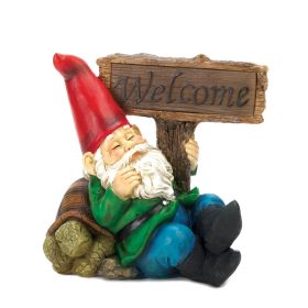 Welcome Gnome Solar Statue