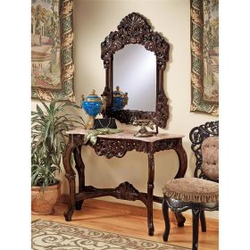 The Dordogne Marble-Topped Hardwood Console Table with Mirror