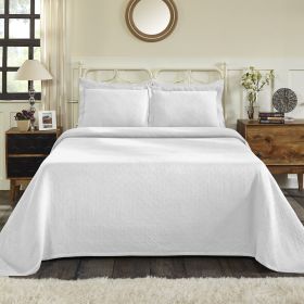 *Click on pic. for Add'l Colors* Basket Weave Matelasse Cotton Bedspread Set, Full *Free Shipping* (Color: White)