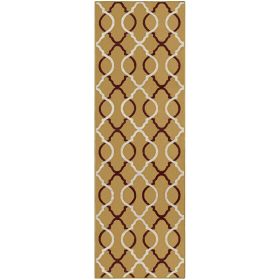 *Click on pic. for Add'l Sizes* Cadena Moroccan Trellis Contemporary Area Rug, Gold *Free Shipping on orders over $46* (Size: 2'6" x 8')