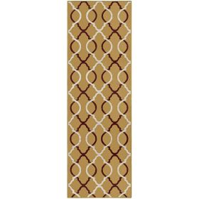 *Click on pic. for Add'l Sizes* Cadena Moroccan Trellis Contemporary Area Rug, Gold *Free Shipping on orders over $46* (Size: 2'6" x 8')