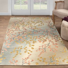 *Click on pic. for Add'l Sizes* Adsila Iridescent Floral Modern Area Rugs and Runner, Apricot *Free Shipping* (Size: 7.8' x 10')