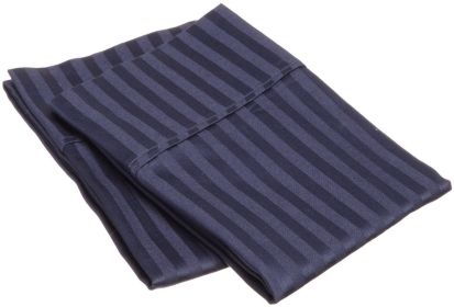 *Click on pic. for Add'l Colors & Sizes* Striped 400-Thread Count Egyptian Cotton Ultra-Soft Pillowcases *Free Shipping on orders over $45* (Size/Color: Standard-Navy Blue)
