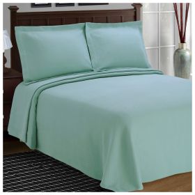*Click on pic. for Add'l Colors* Solitaire Cotton Jacquard Matelasse Bedspread Set, Queen *Free Shipping* (Color: Aqua)