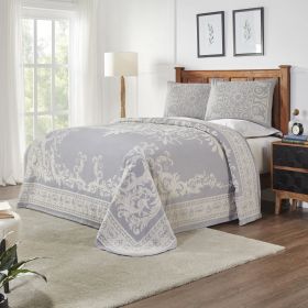 *Click on pic. for Add'l Colors* Textured Medallion Oversized Bedspread Set in Jacquard-Weave, King *Free Shipping* (Color: Slate Blue)