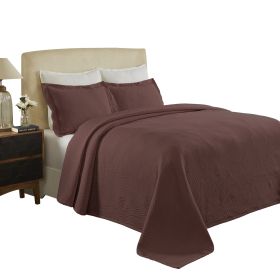 *Click on pic. for Add'l Colors* Cascade Cotton Jacquard Matelasse 3-Piece Bedspread Set, King *Free Shipping* (Color: Chocolate)
