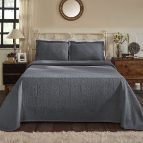 *Click on pic. for Add'l Colors* Fleur De Lis 100% Cotton Jacquard MatelassÃ© Bedspread Set, King *Free Shipping* (Color: Grey)