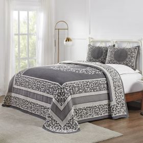 *Click on pic. for Add'l Colors* Jacquard-Weave Textured Medallion Oversized Bedspread Set, Queen *Free Shipping* (Color: Cerulean Blue)