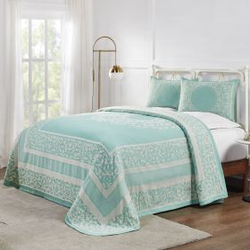*Click on pic. for Add'l Colors* Jacquard-Weave Textured Medallion Oversized Bedspread Set, King *Free Shipping* (Color: Turquoise)