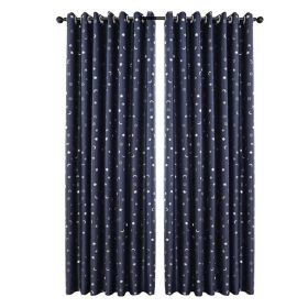 *Click on pic. for Add'l Colors* Moon Star Childs Bedroom And Living Room Window Curtains *Free Shipping* (Color: Blue)