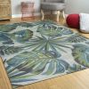 *Click on pic. for Add'l Sizes* Teal and Green Tropical Leaves Area Rug