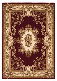 *Click on pic. for Add'l Sizes* Red and Ivory Floral Bordered Indoor Area Rug (Size: 1'6'x2'6")