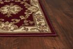 *Click on pic. for Add'l Sizes* Red and Ivory Floral Bordered Indoor Area Rug