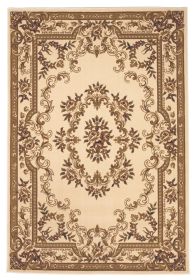 *Click on pic. for Add'l Sizes* Ivory Hand Carved Floral Medallion Indoor Area Rug (Size: 2'x3')