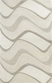 *Click on pic. for Add'l Sizes* Ivory Hand Tufted Abstract Waves Indoor Accent Rug (Size: 2'x4')