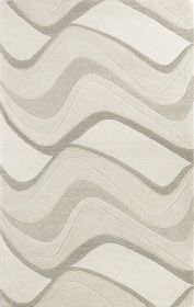 *Click on pic. for Add'l Sizes* Ivory Hand Tufted Abstract Waves Indoor Accent Rug (Size: 2'x4')