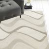 *Click on pic. for Add'l Sizes* Ivory Hand Tufted Abstract Waves Indoor Accent Rug