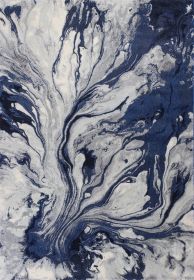 *Click on pic. for Add'l Sizes* Blue Machine Woven Abstract Watercolor Indoor Area Rug (Size: 3'x5')