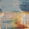 *Click on pic. for Add'l Sizes* Blue, Rust, and Orange Abstract Brushstrokes Indoor Area Rug