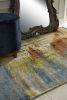 *Click on pic. for Add'l Sizes* Blue, Rust, and Orange Abstract Brushstrokes Indoor Area Rug