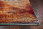 *Click on pic. for Add'l Sizes* Blue, Rust, and Orange Abstract Brushstrokes Indoor Area Rug