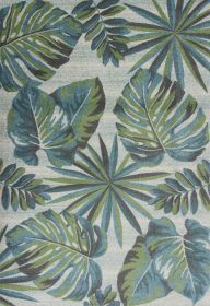 *Click on pic. for Add'l Sizes* Teal and Green Tropical Leaves Area Rug (Size: 3'x5')