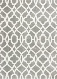 *Click on pic. for Add'l Sizes* Grey and Ivory Ogee Indoor Shag Area Rug (Size: 3'x5')