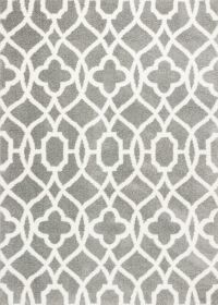 *Click on pic. for Add'l Sizes* Grey and Ivory Ogee Indoor Shag Area Rug (Size: 3'x5')