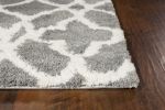 *Click on pic. for Add'l Sizes* Grey and Ivory Ogee Indoor Shag Area Rug