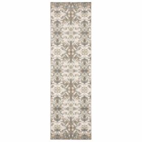 *Click on pic. for Add'l Sizes* Ivory Gray Abstract Ikat Indoor Rug (Size: 2'x8' Runner)