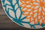 *Click on pic. for Add'l Sizes* Round Orange Floral Outdoor Area Rug