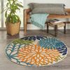 *Click on pic. for Add'l Sizes* Round Orange Floral Outdoor Area Rug