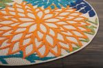 *Click on pic. for Add'l Sizes* Round Orange Floral Outdoor Area Rug