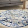 *Click on pic. for Add'l Sizes* Round Blue and Gray Indoor Outdoor Area Rug