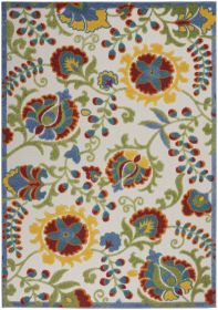 *Click on pic. for Add'l Sizes* Ivory Multi Floral Indoor Outdoor Area Rug (Size: 4' x 6')