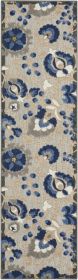 *Click on pic. for Add'l Sizes* Natural and Blue Indoor Outdoor Area Rug (Size: 2’ x 6’ Runner)