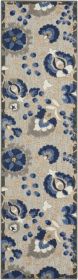 *Click on pic. for Add'l Sizes* Natural and Blue Indoor Outdoor Area Rug (Size: 2â€™ x 6â€™ Runner)