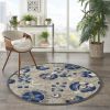 *Click on pic. for Add'l Sizes* Round Natural and Blue Indoor Outdoor Area Rug