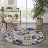 *Click on pic. for Add'l Sizes* Round Natural and Blue Indoor Outdoor Area Rug