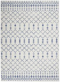 *Click on pic. for Add'l Sizes* Ivory and Blue Berber Pattern Area Rug (Size: 4' x 6')