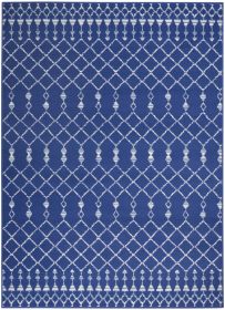 *Click on pic. for Add'l Sizes* Navy Blue and Ivory Berber Pattern Area Rug (Size: 4' x 6')