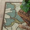 *Click on pic. for Add'l Sizes* Blue and Brown Floral Indoor Outdoor Area Rug