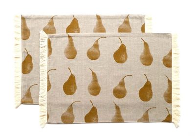 *Click on pic. for Add'l Colors* Set Of Eight Pear Pattern Placemats (Color: Pale Yellow)