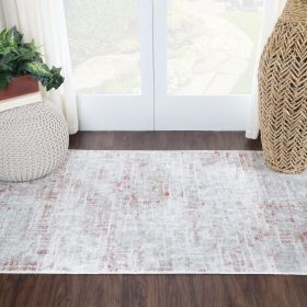 *Click on pic. for Add'l Sizes* Acer Modern Distressed Abstract Polyester Washable Indoor Area Rug, Rust *Free Shipping on orders over $46* (Size: 3' x 5')