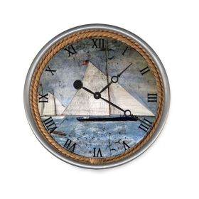 *Click on pic. for Add'l Sizes* Vintage Nautical Sailboats Wall Clock (Size: 15")