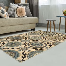 *Click on pic. for Add'l Sizes* Acadia Geometric Cotton Area Rug, Cream *Free Shipping on orders over $46* (Size: 4' x 6')