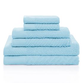 *Click on pic. for Add'l Colors* Basket Weave Combed Egyptian Cotton 6-Piece Bath Towel Set *Free Shipping on orders over $46* (Color: Sky Blue)