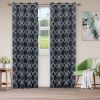 Blackout Modern Printed Bohemian Trellis Grommet Curtain Panel Set, Navy Blue *Free Shipping on orders over $46*